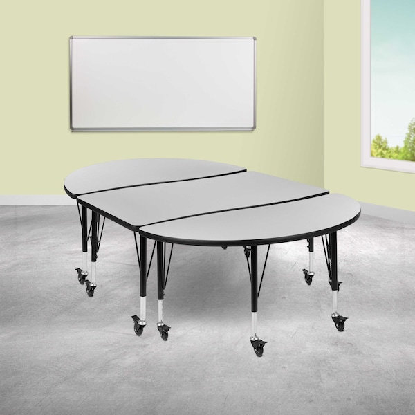 Flash Furniture Oval 47.5 W, 76 L, 25 H, Chrome, Laminate, Particleboard, Steel, Grey XU-GRP-A3048CON-48-GY-T-P-CAS-GG - main